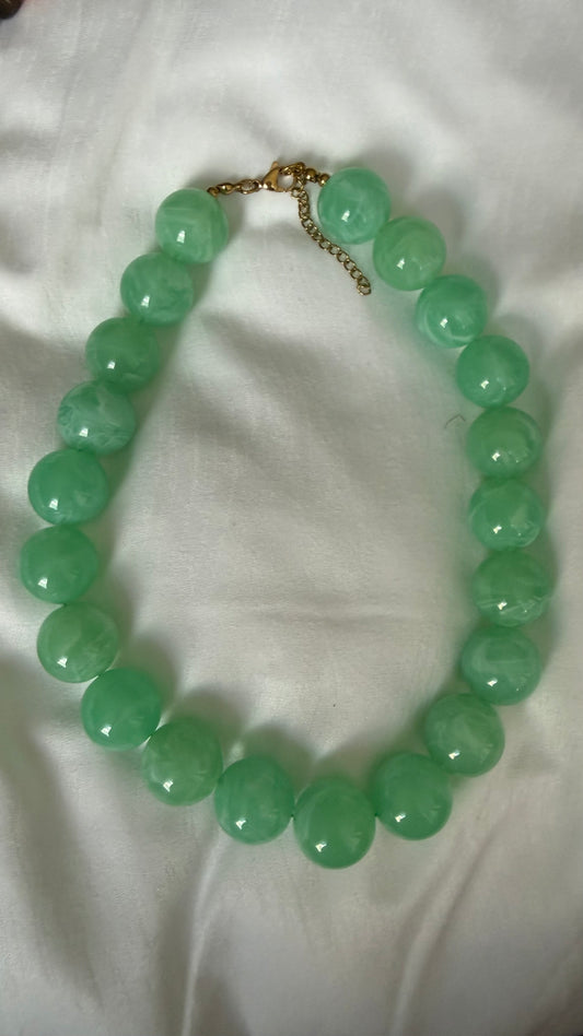 Marble Bead Necklace Green