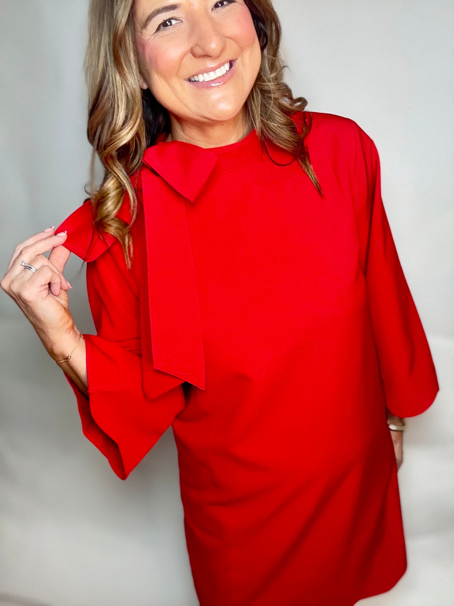 The Red Ribbon Bow Dress - Triple Charm Boutique