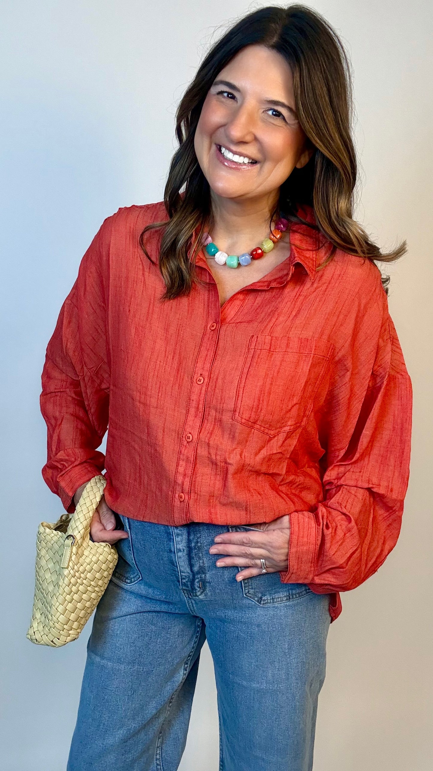 Red Button Up Shirt