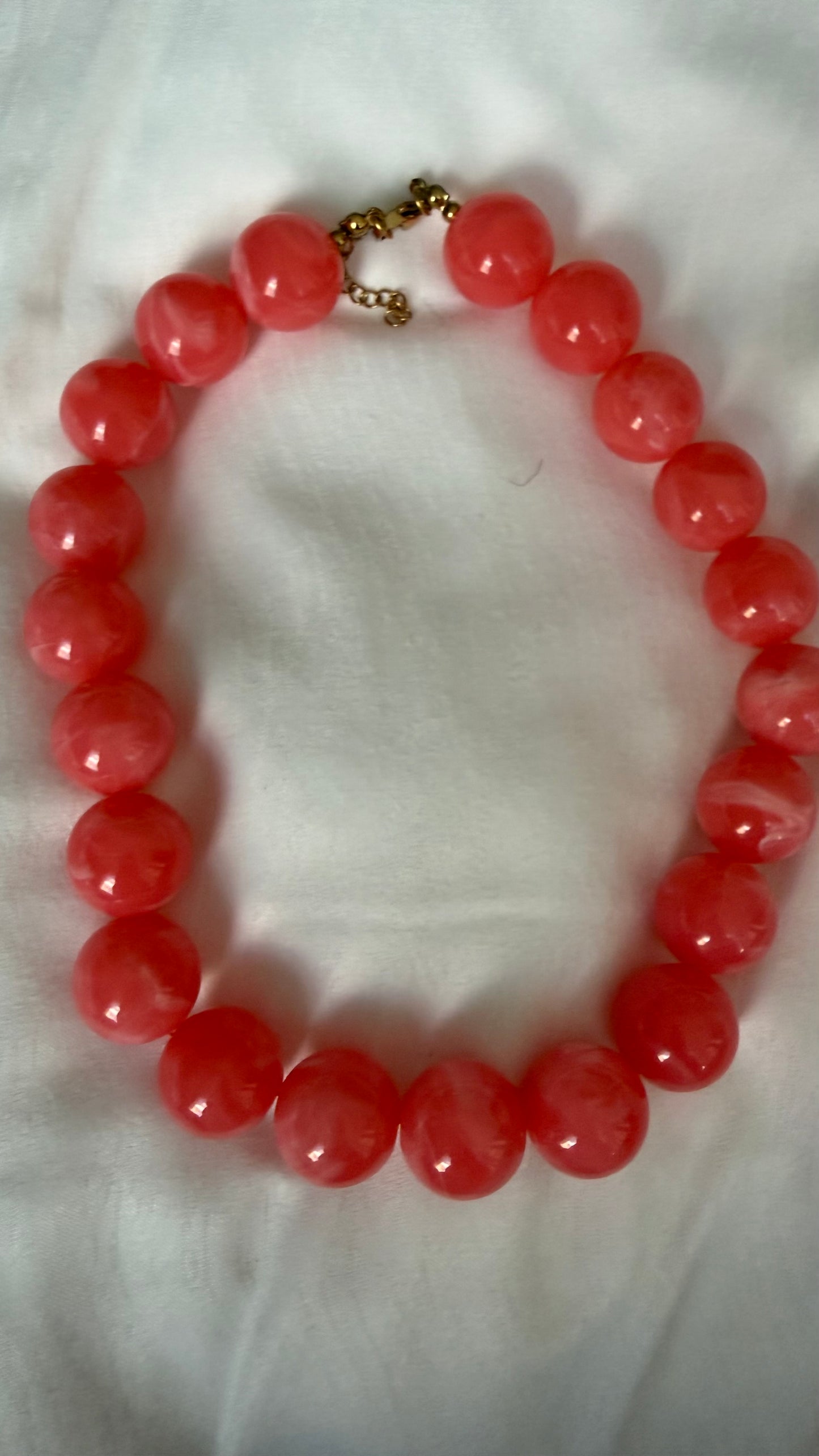 Marble Bead Necklace Coral