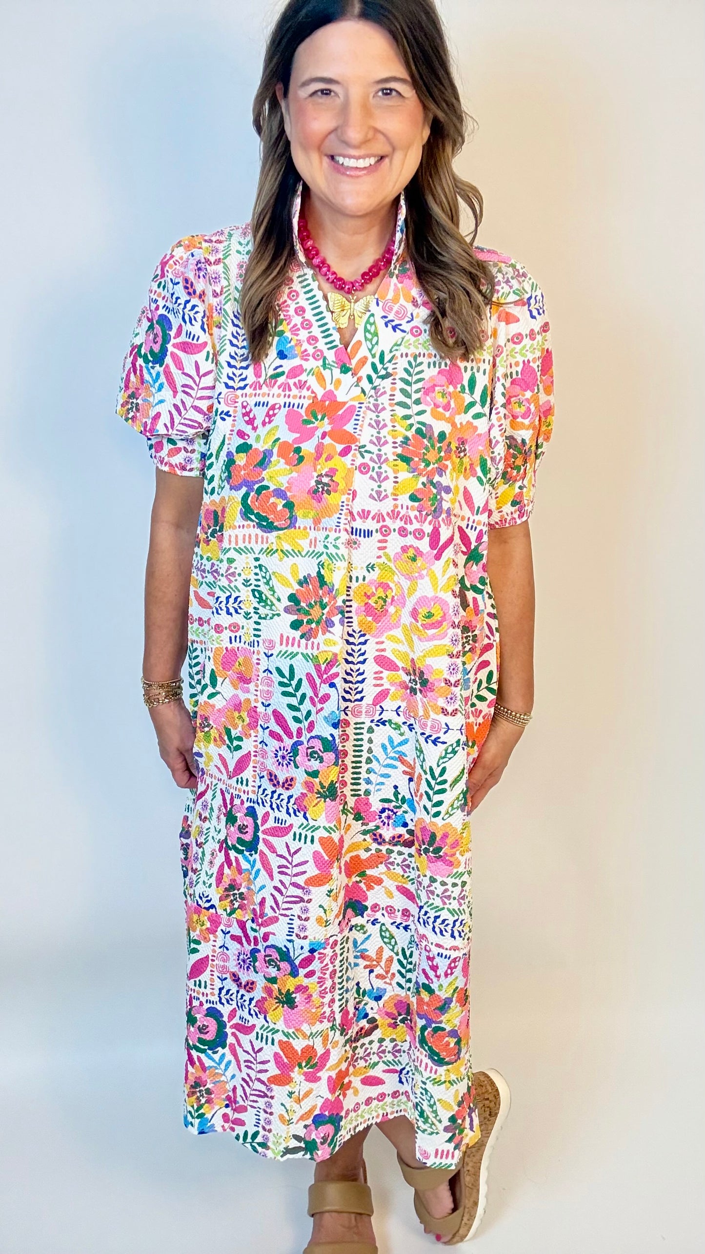 The Flower Garden Collar Midi Dress