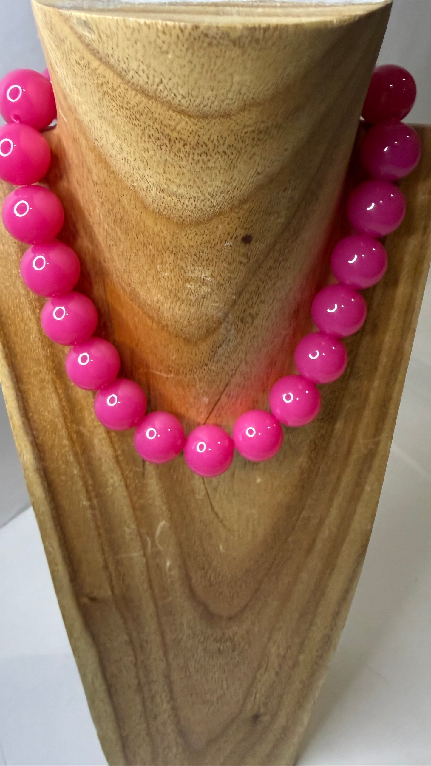 Hot Pink Beaded Necklace