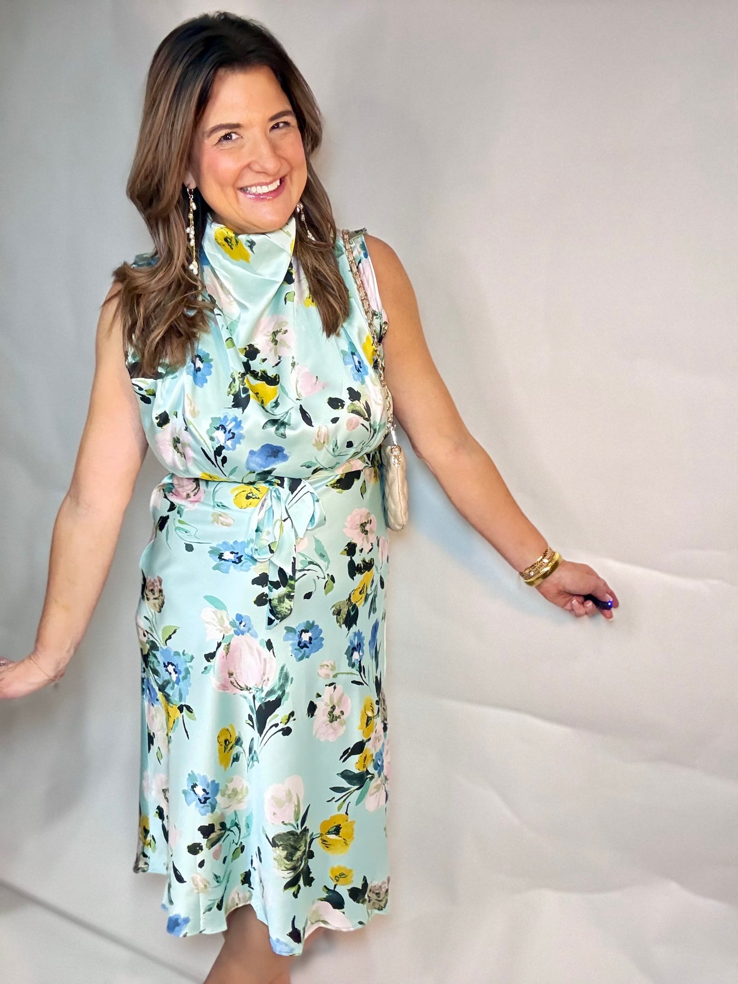 The Teal Floral Midi Dress