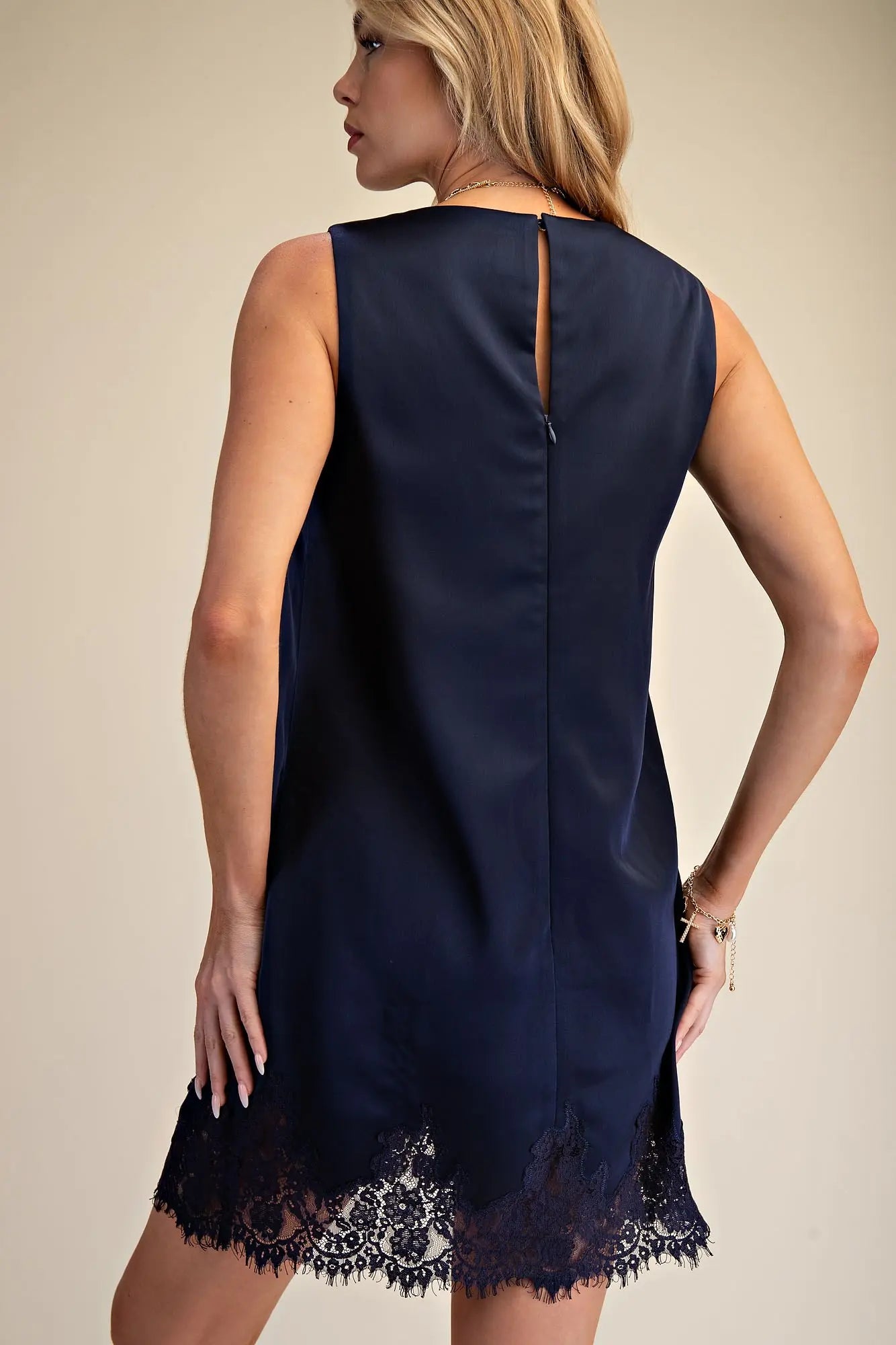 The Navy Lace Mini Dress
