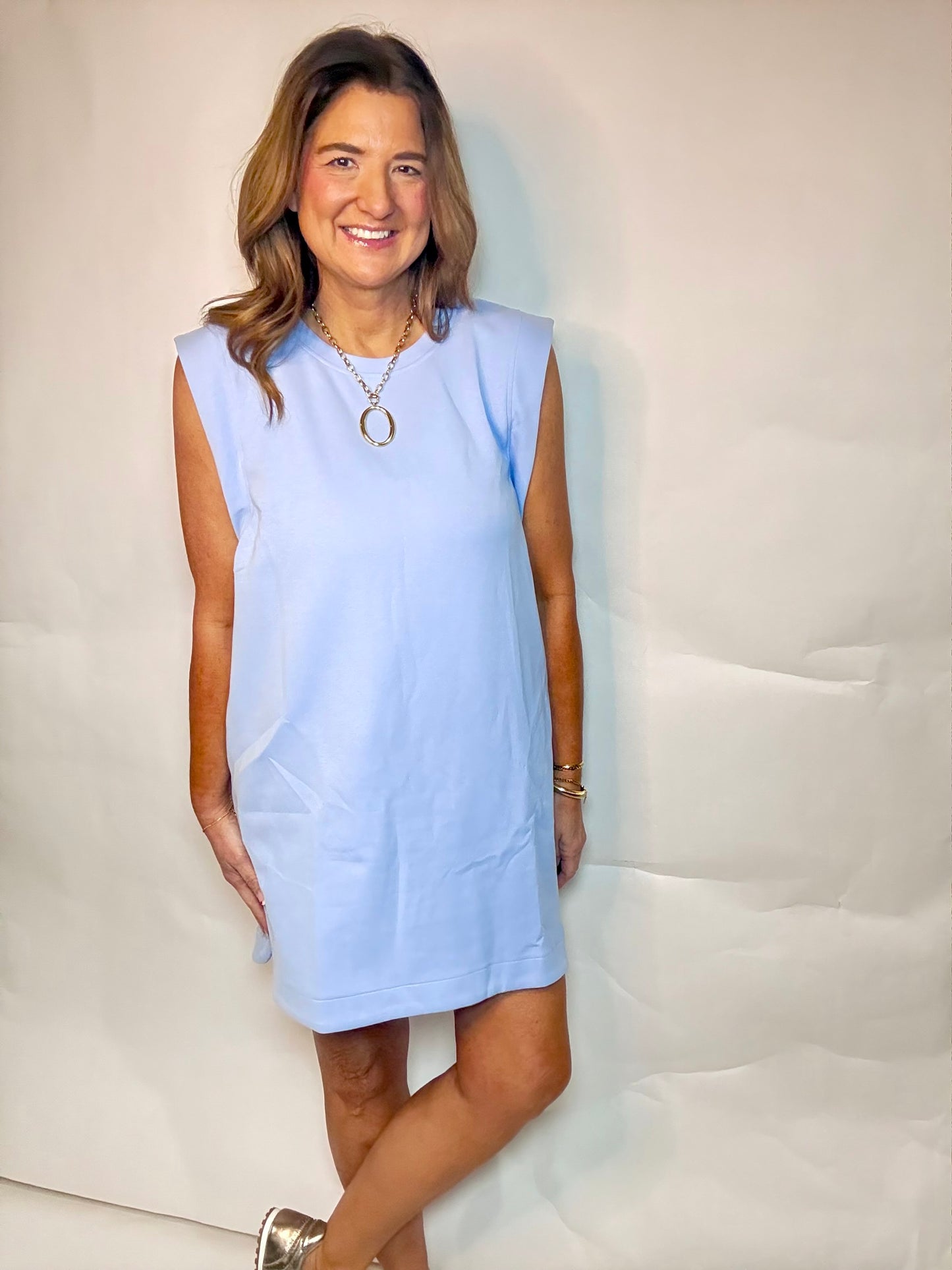 The Baby Blue Scuba Mini Dress