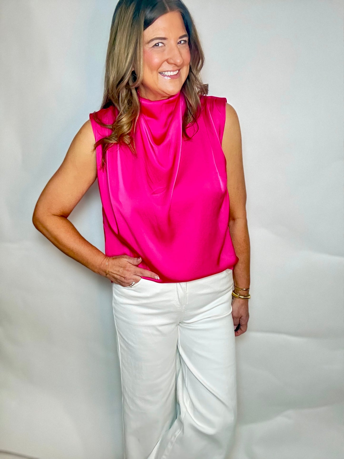 Hot Pink Dressy Top - Triple Charm Boutique
