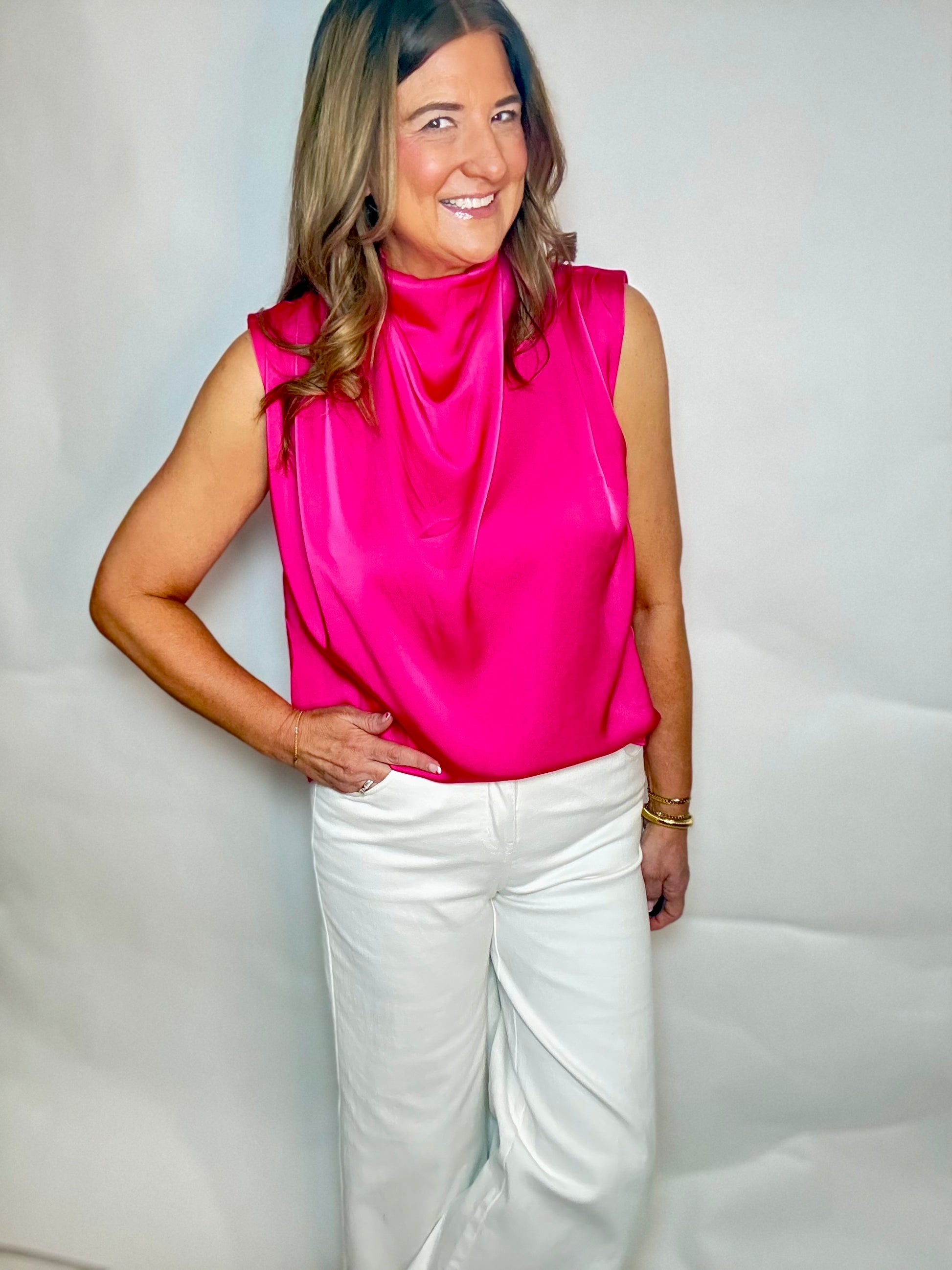 Hot Pink Dressy Top - Triple Charm Boutique