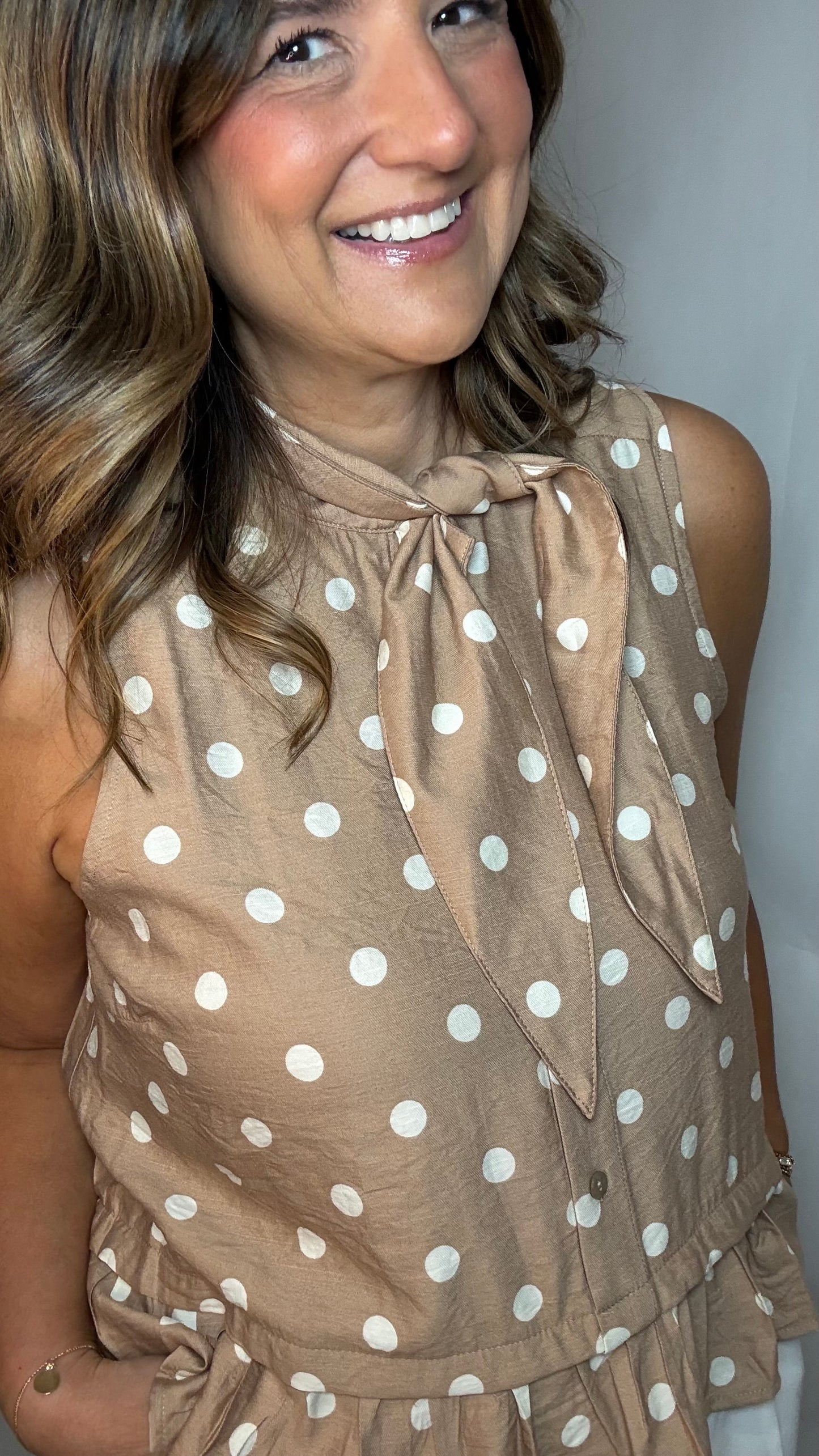 The Tan Polka Dot Tie Shirt