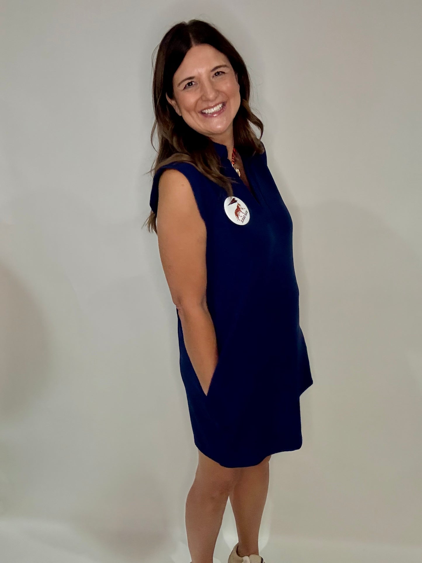 The Country Club Collar Dress in Navy - Triple Charm Boutique