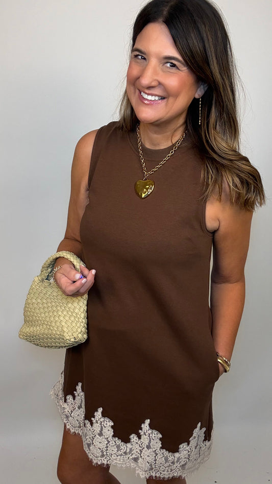 The Brown Lace Shift Dress