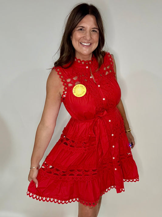 The Robin Red Lace Dress - Triple Charm Boutique