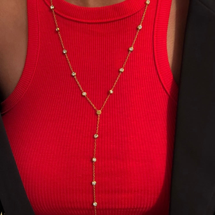 LAYERED Y DIAMOND NECKLACE - Triple Charm Boutique
