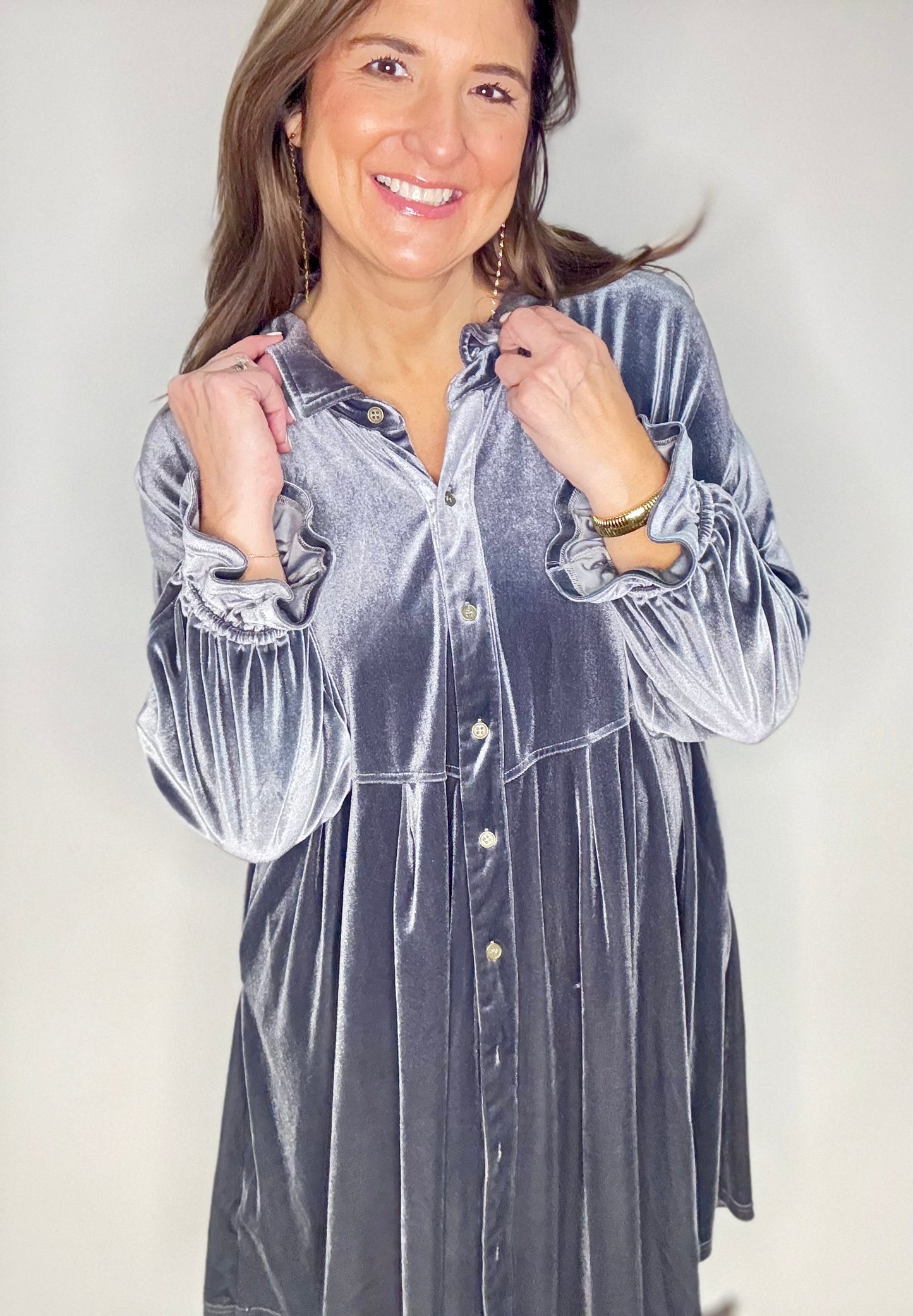 Umgee Silver Velvet Dress