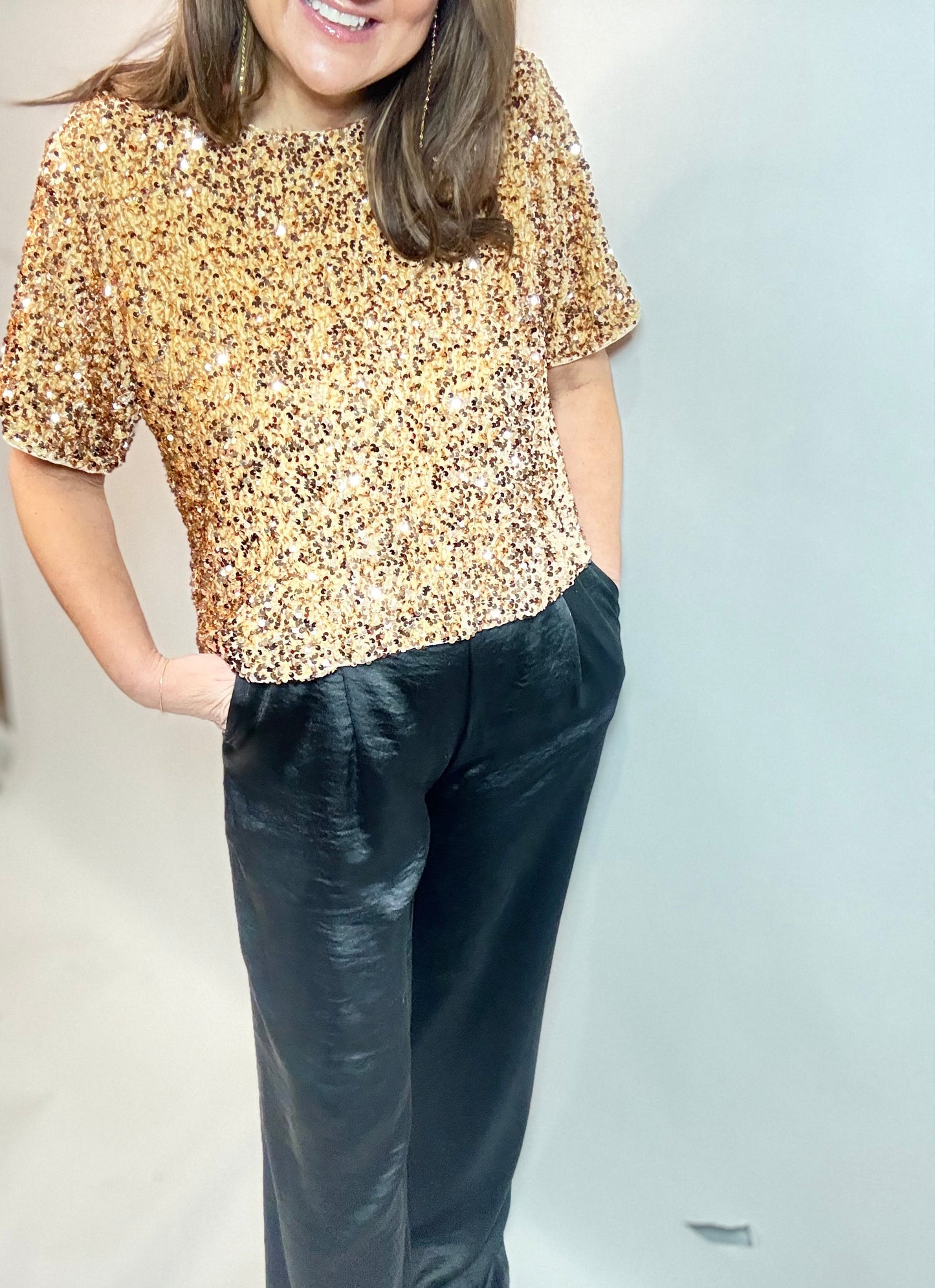 Black Satin Pull On Dress Pants