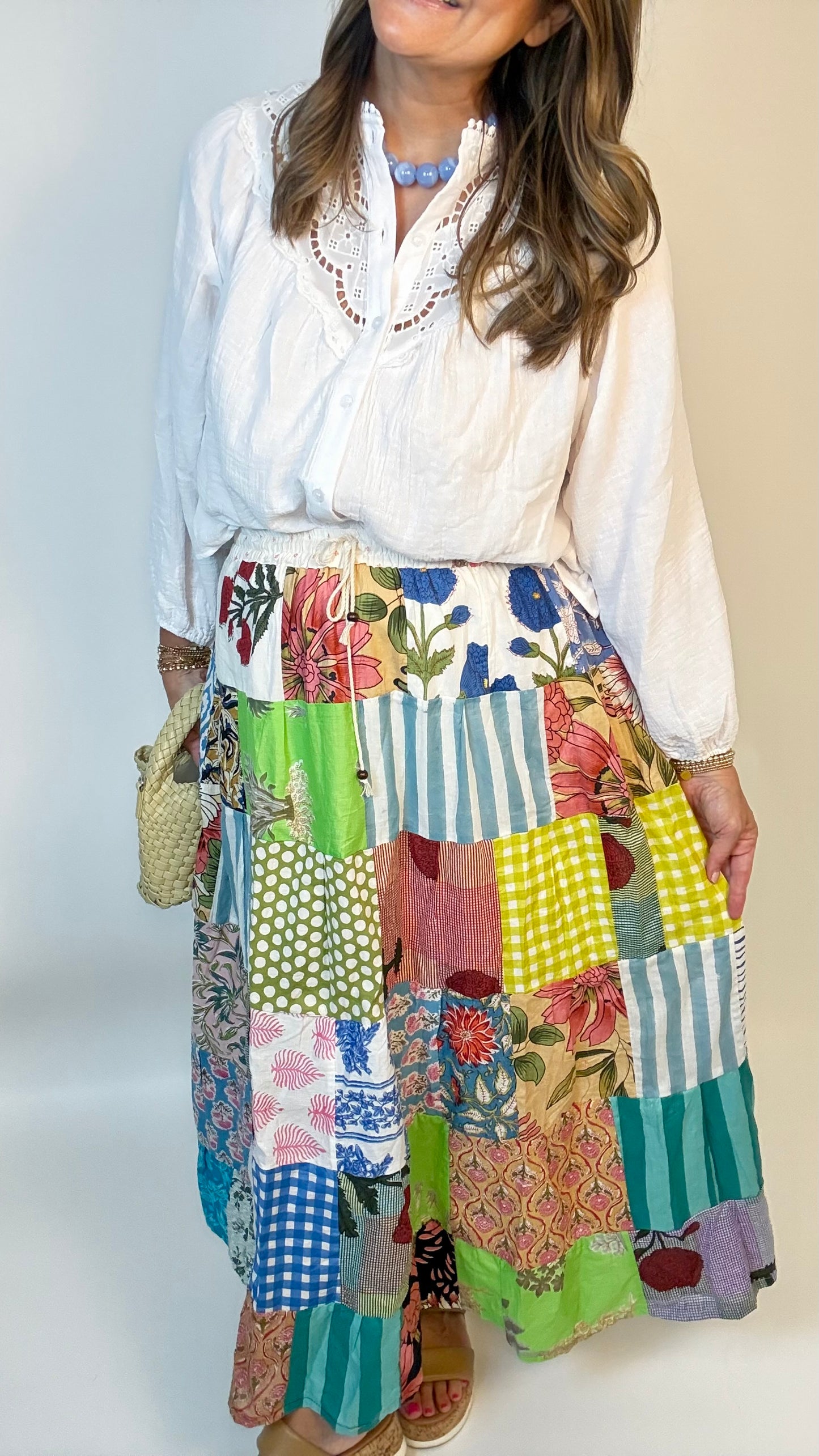 The Patch Work Colorful Maxi Skirt