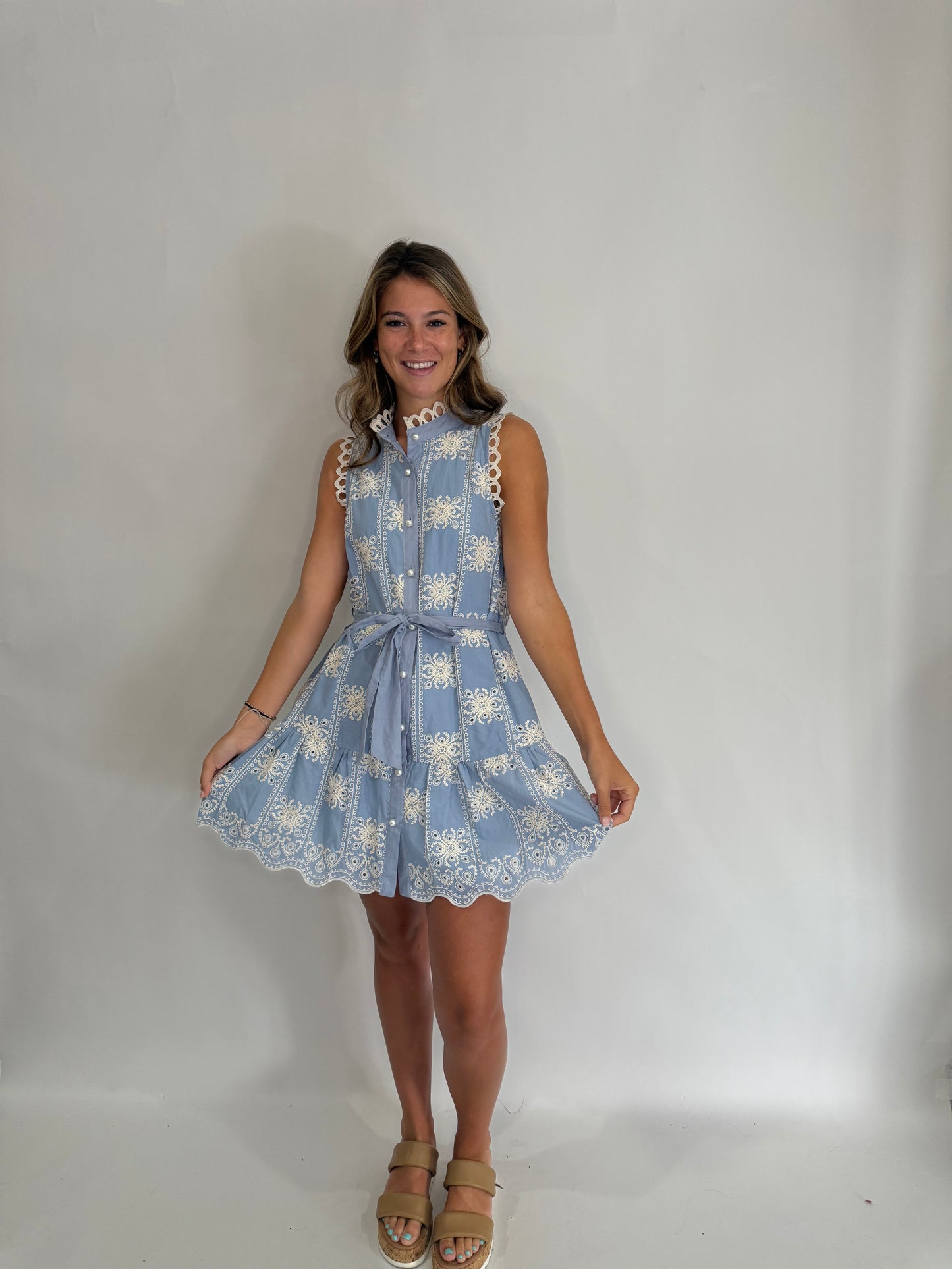 The Baby Blue Lace Mini Dress - Triple Charm Boutique