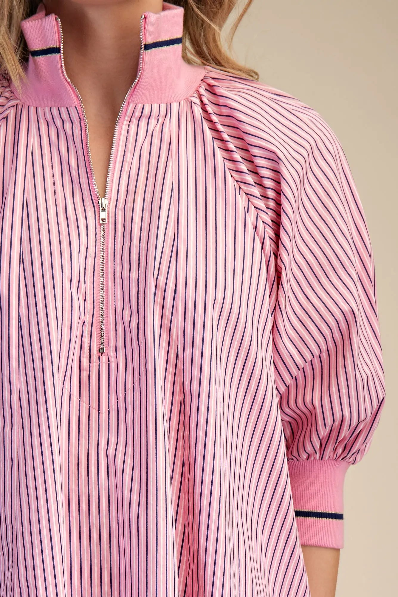 The Pink Stripe Zip Dress