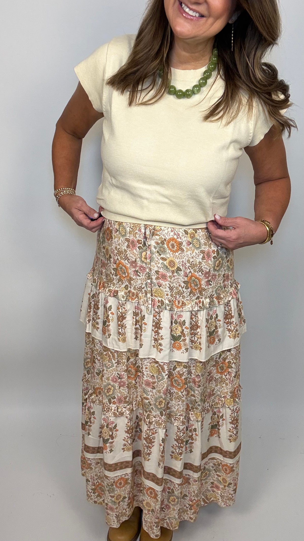 The Cream Floral Colorful Maxi Skirt