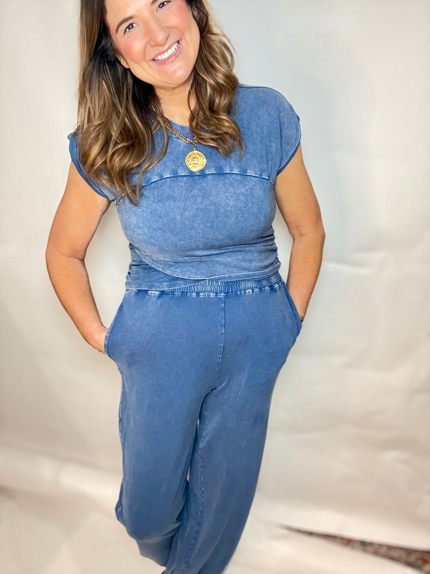 Your Favorite Navy Pants Set - Triple Charm Boutique