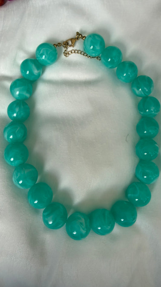Marble Bead Necklace Turquoise