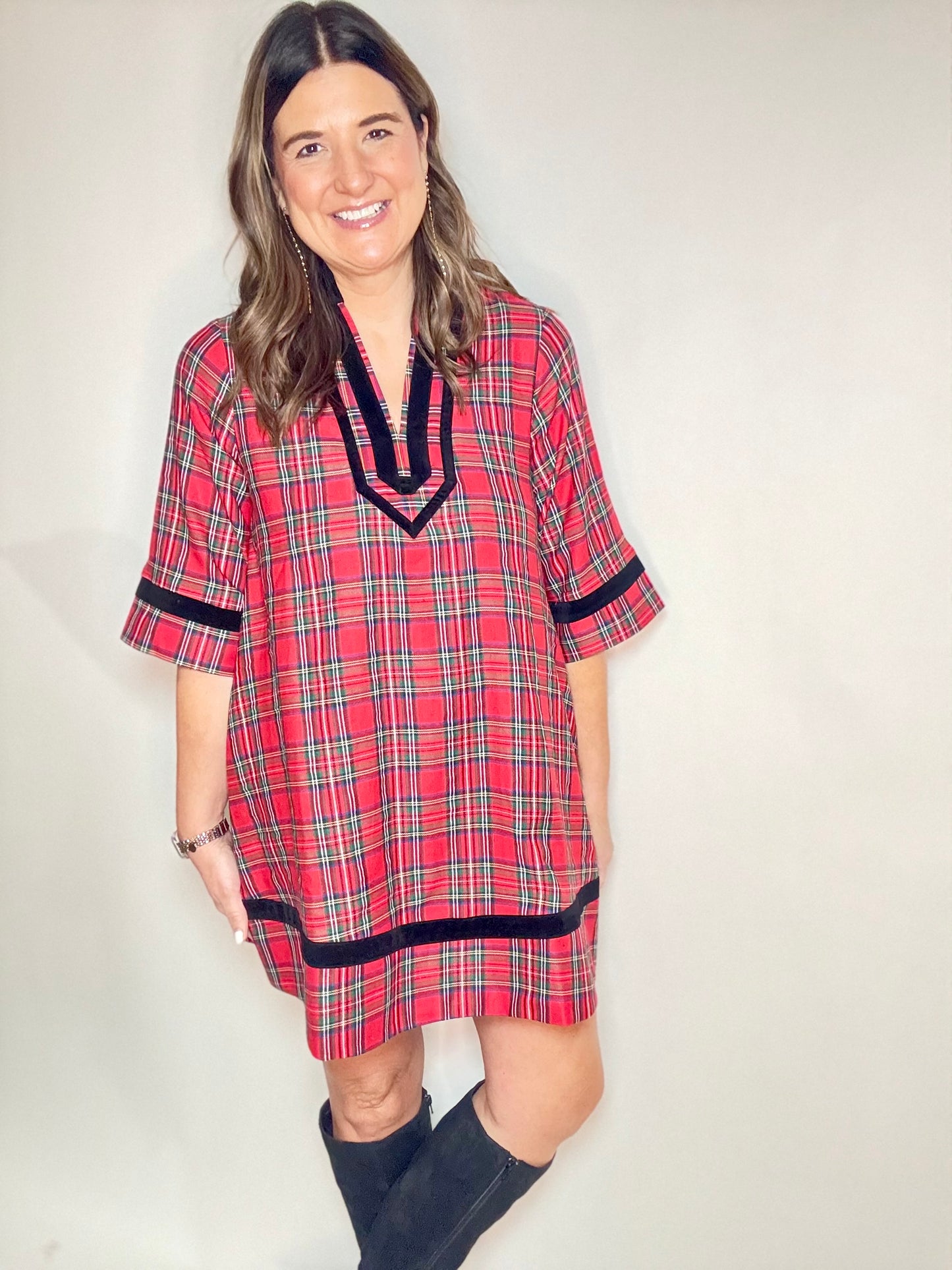 The Red  Plaid Holiday Dress