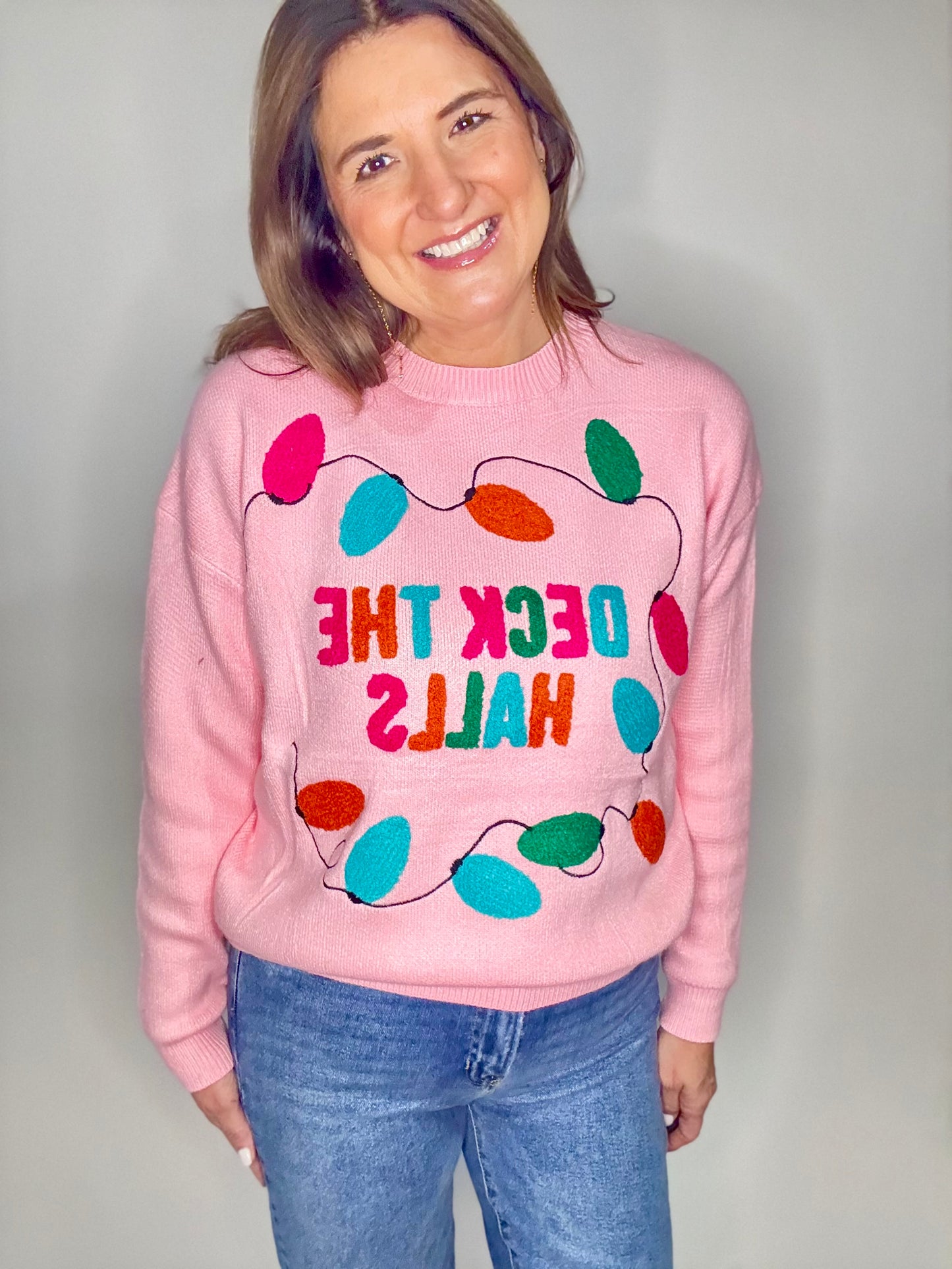 The Pink Deck The Halls Sweater - Triple Charm Boutique