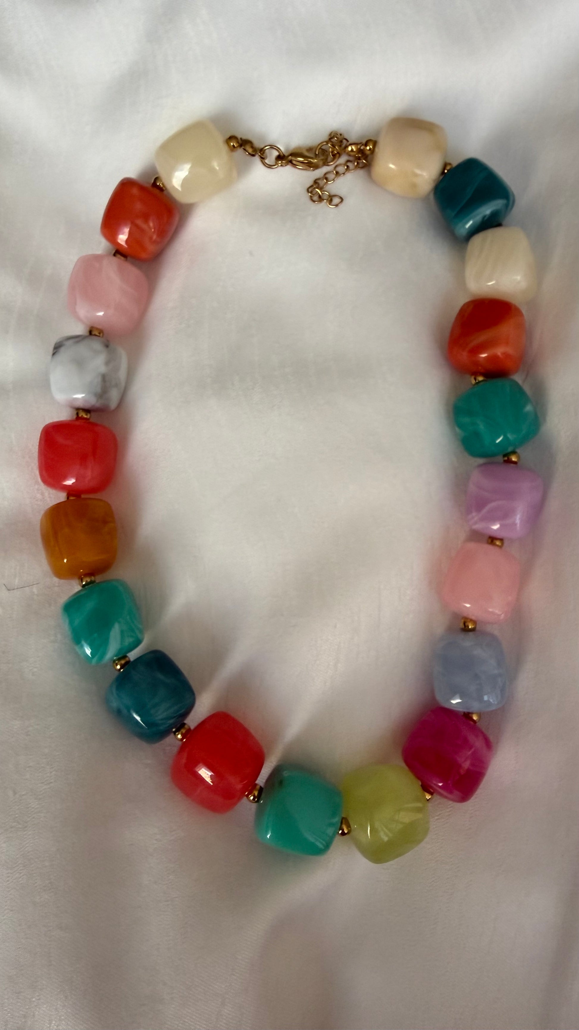 Marble Bead Necklace Multi & Gold - Triple Charm Boutique