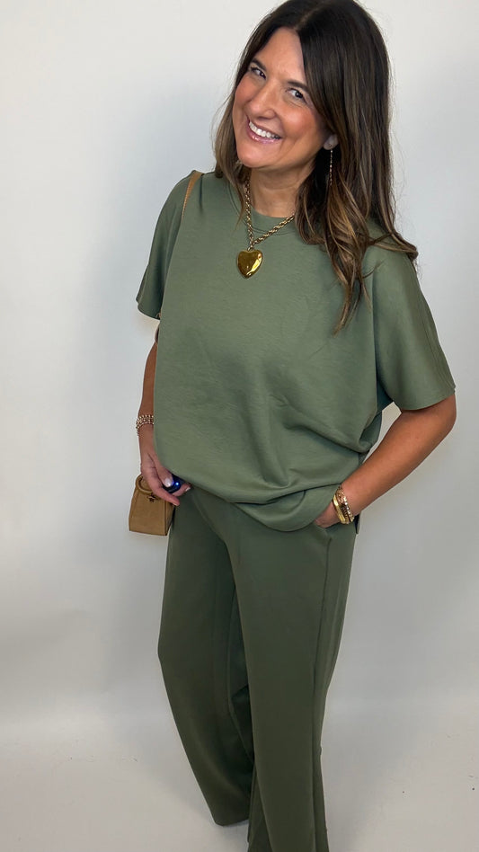 The Olive Green Scuba Pants Set