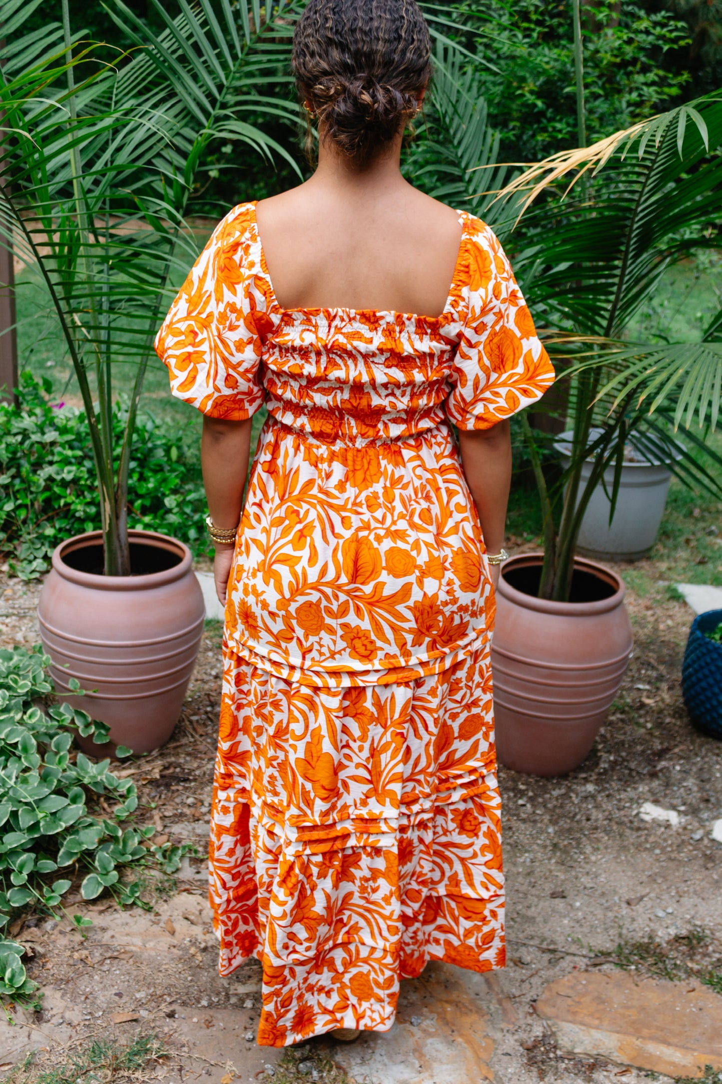 The Orange Fun Floral Maxi Dress - Triple Charm Boutique