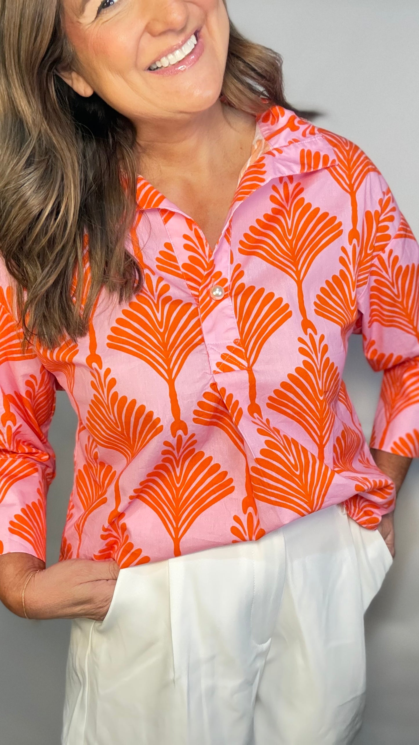 The Pink Fan Blouse - Triple Charm Boutique