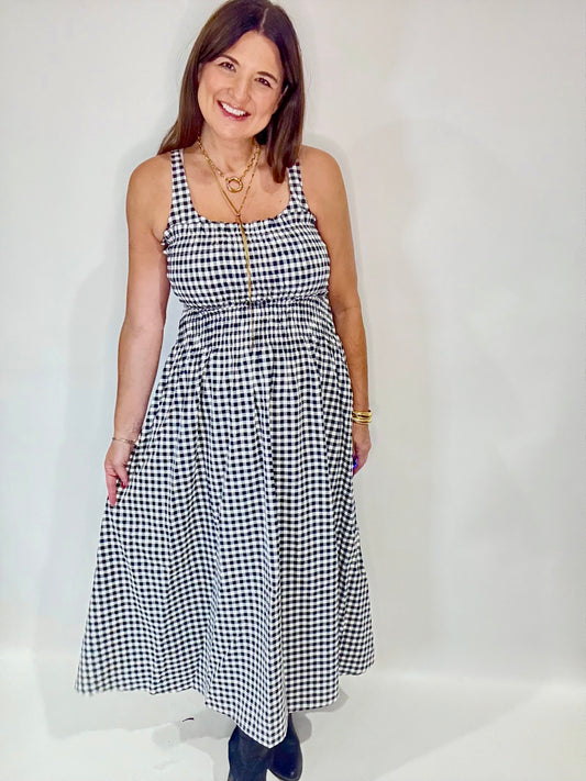 Lilly black gingham maxi dress