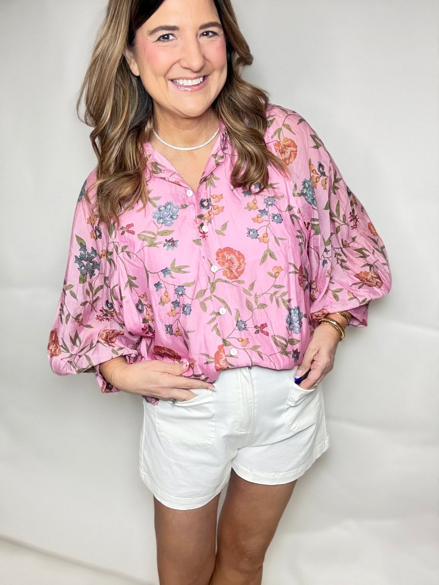 The Pink Garden Floral Top - Triple Charm Boutique