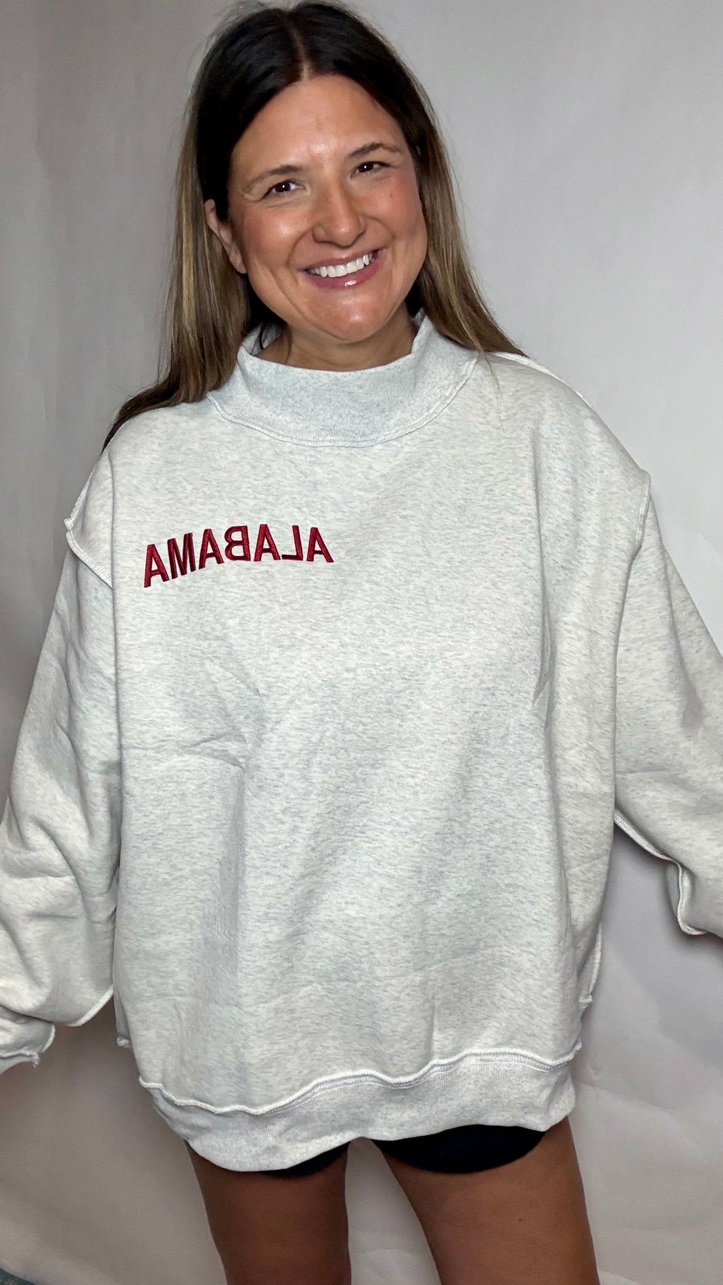 Embroidery AL Oversized Mock Neck Sweatshirt