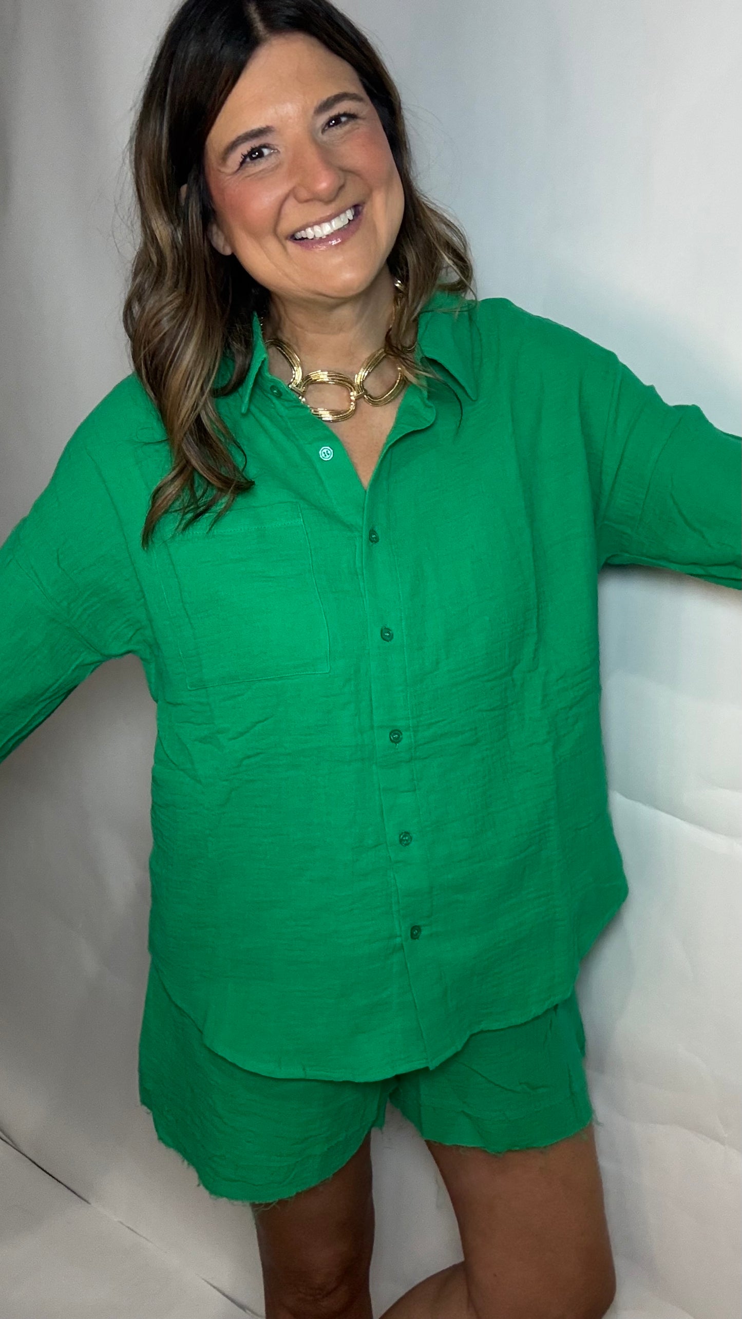 The Kelly Green Shorts Set