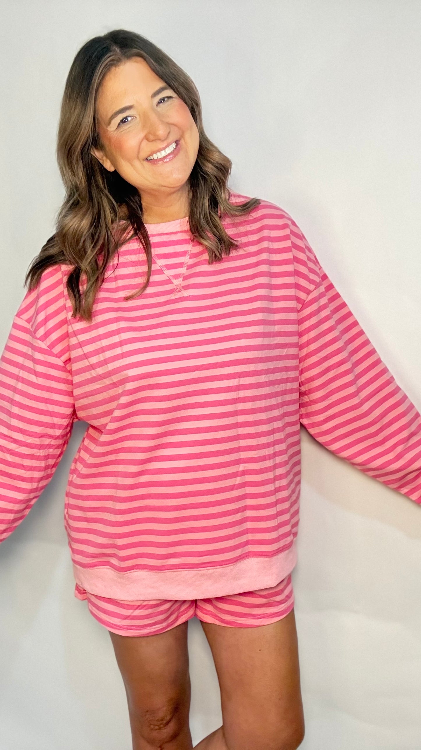The Salty Pink Stripe Shorts Set - Triple Charm Boutique