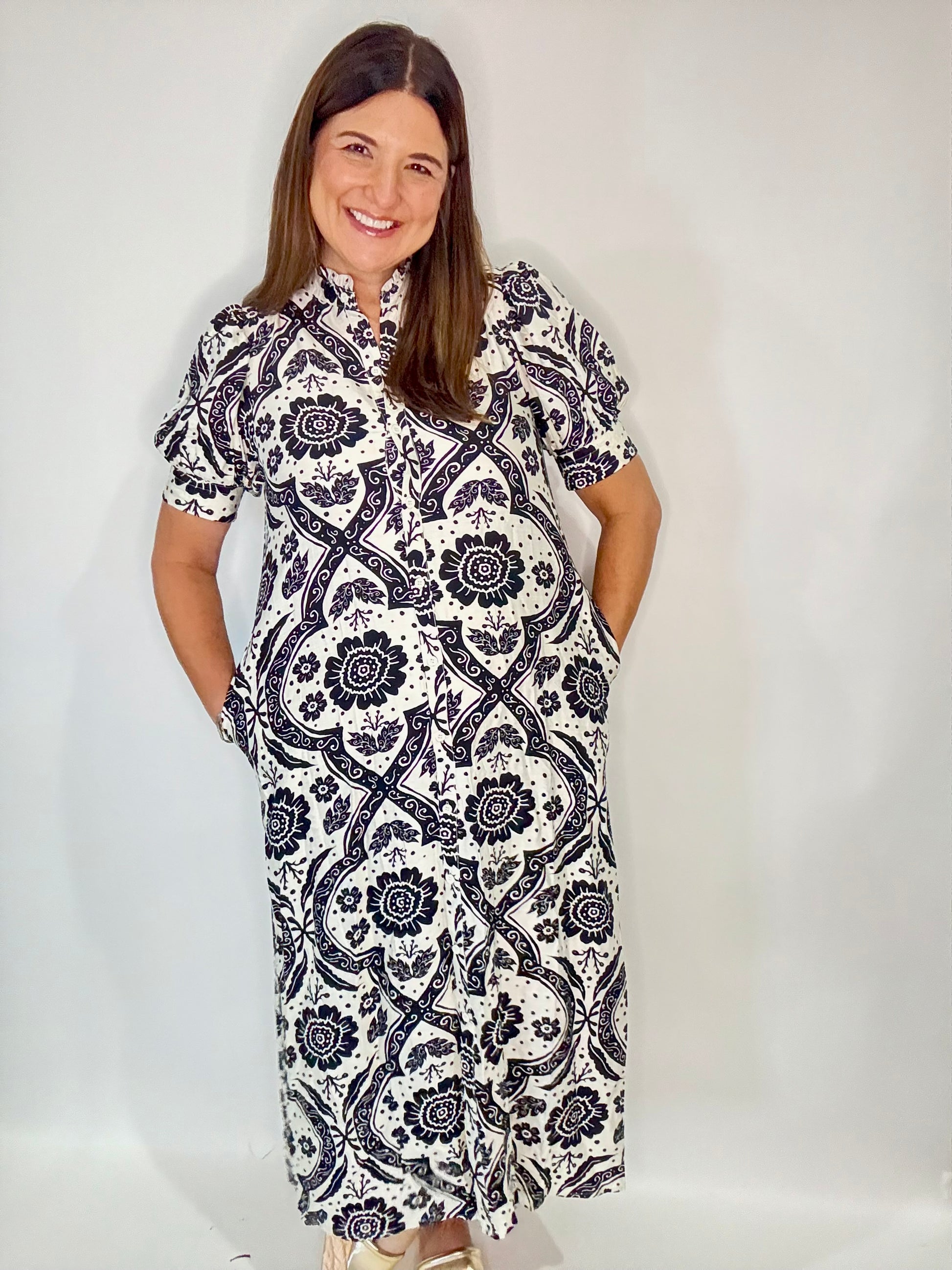 The Rosemary Button Up Midi Dress - Triple Charm Boutique