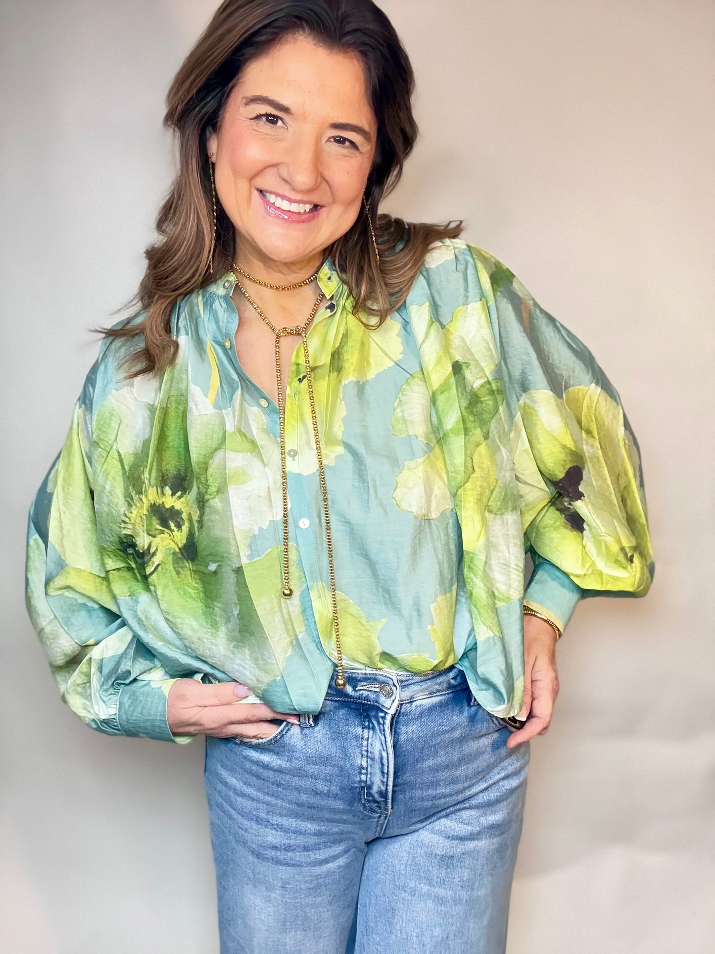 The Green Floral  Blouse