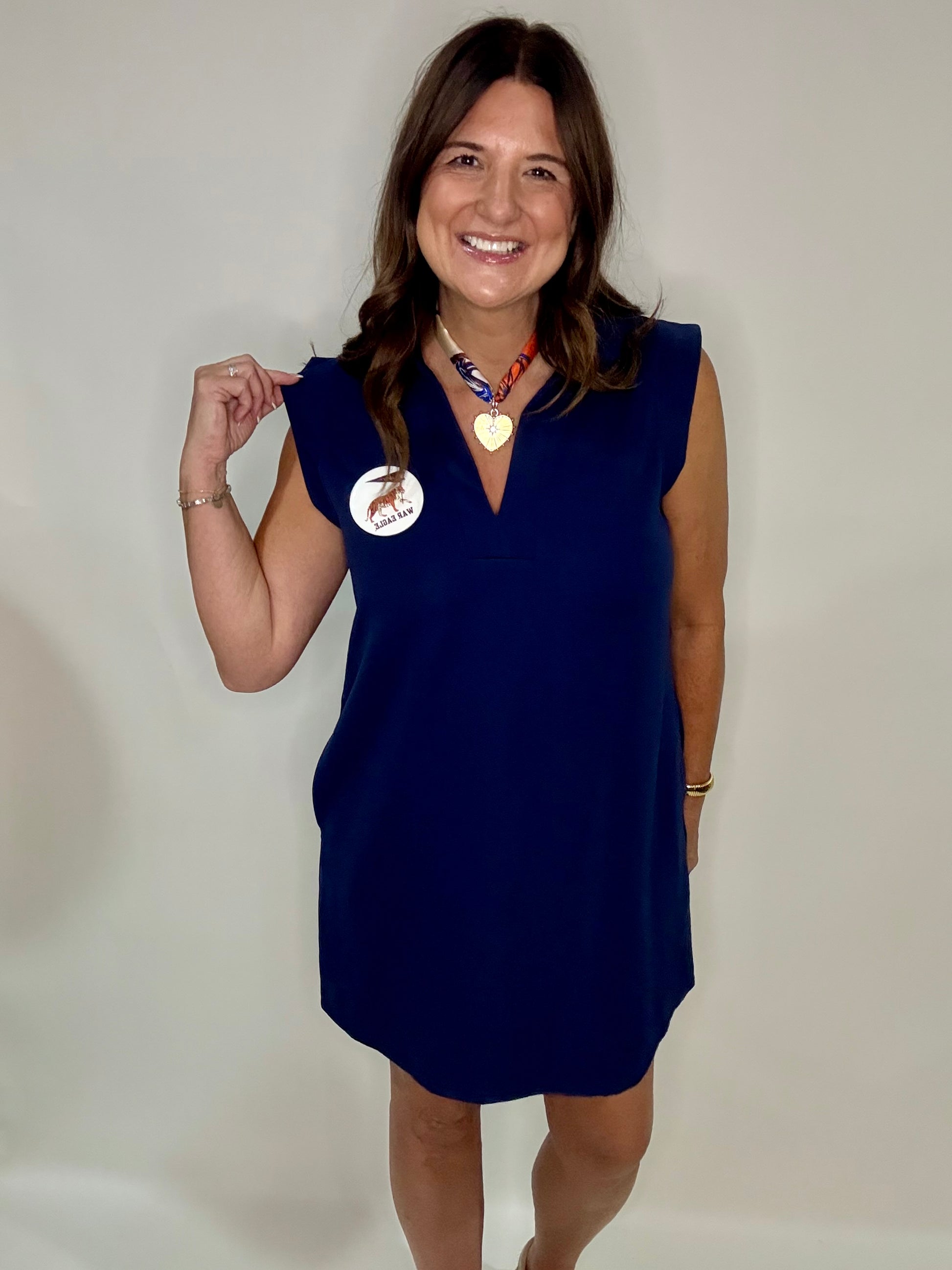 The Country Club Collar Dress in Navy - Triple Charm Boutique
