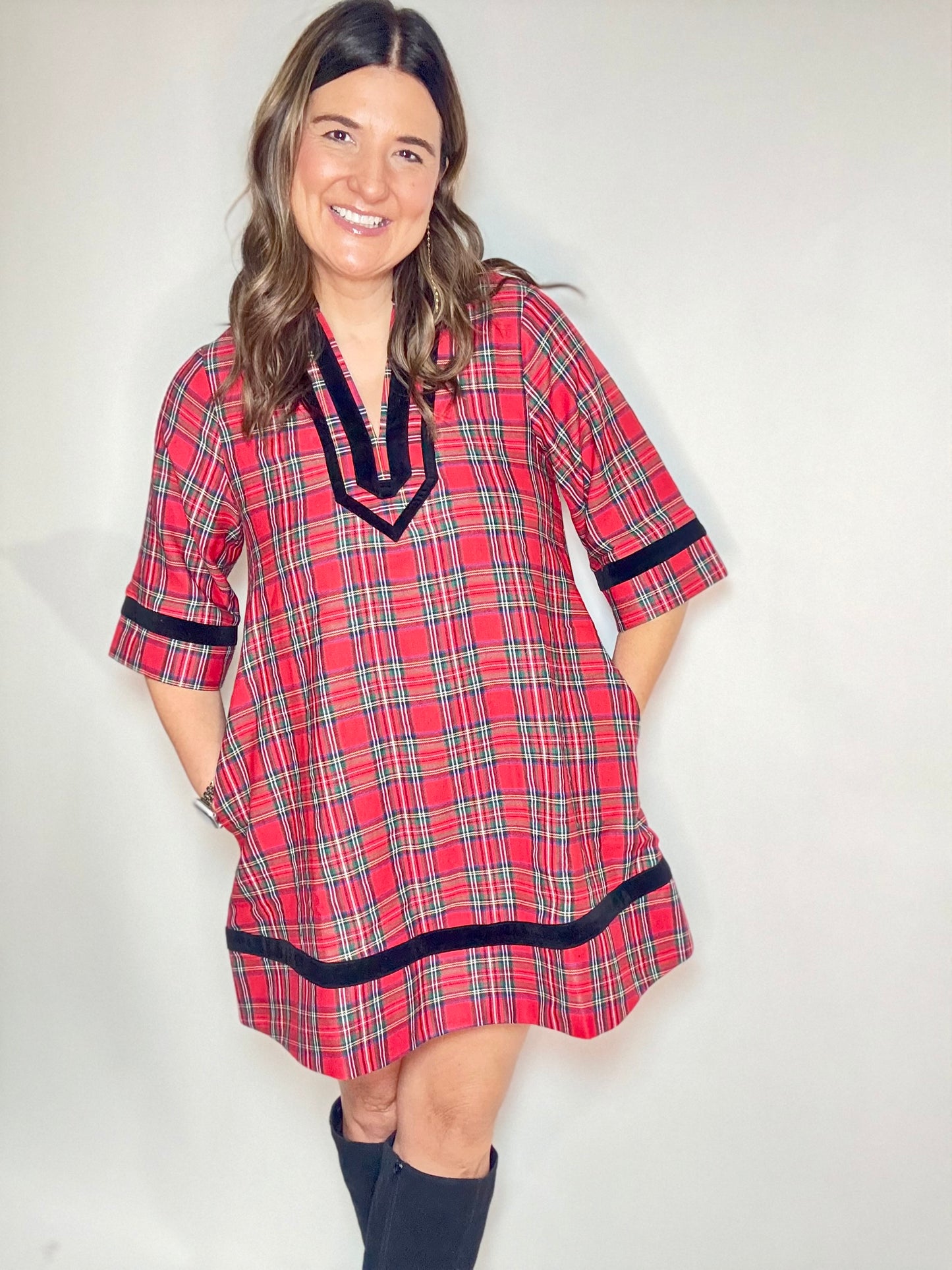 The Red  Plaid Holiday Dress