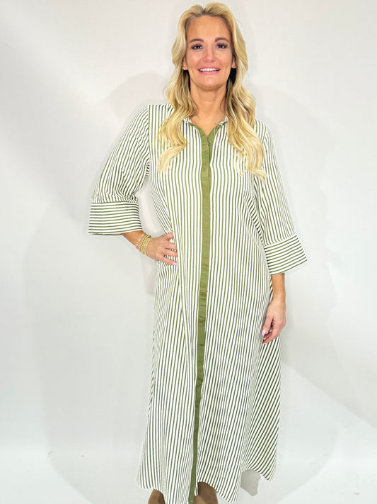 The Green Stripe Maxi Dress