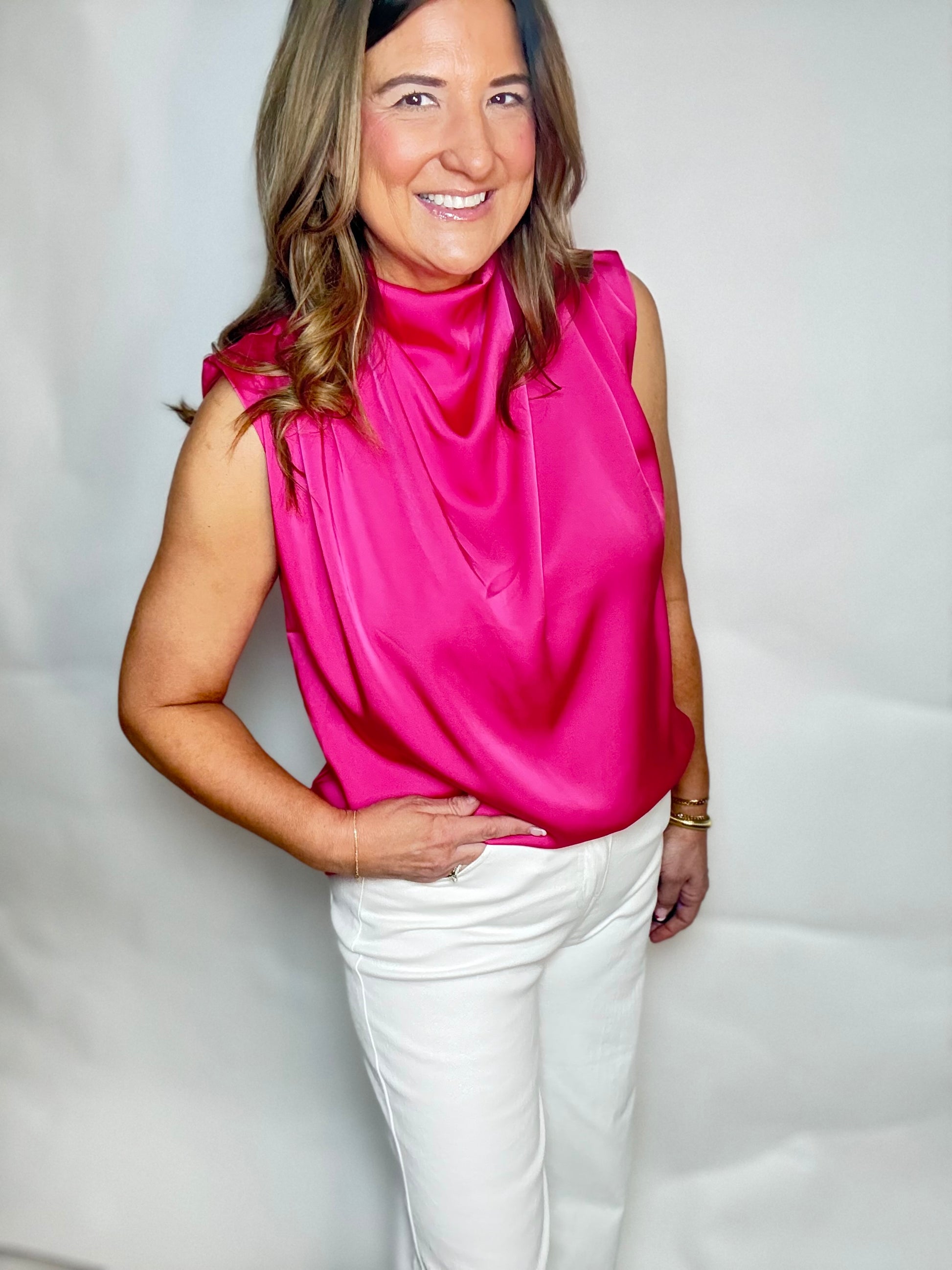 Hot Pink Dressy Top - Triple Charm Boutique