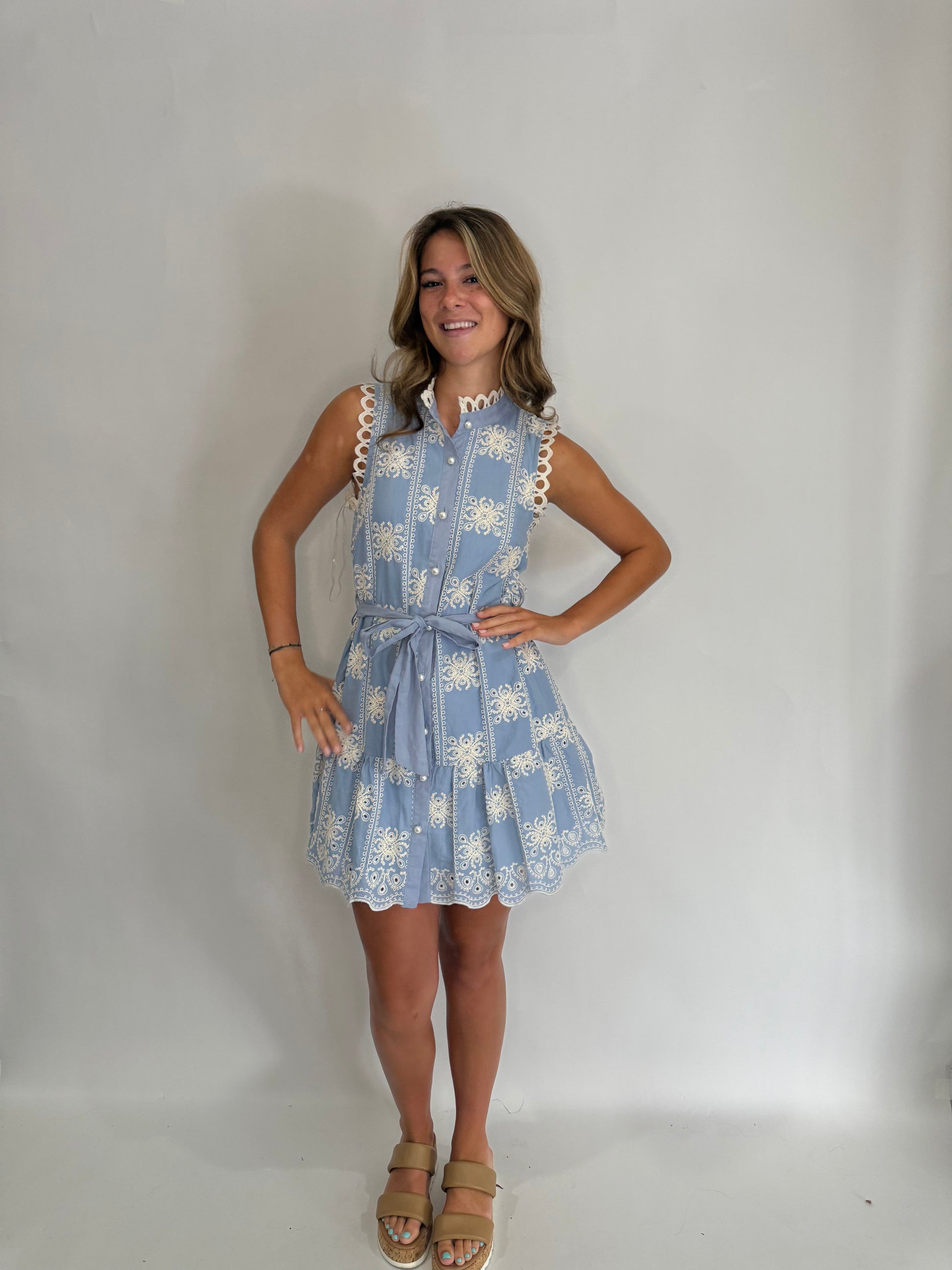 The Baby Blue Lace Mini Dress - Triple Charm Boutique