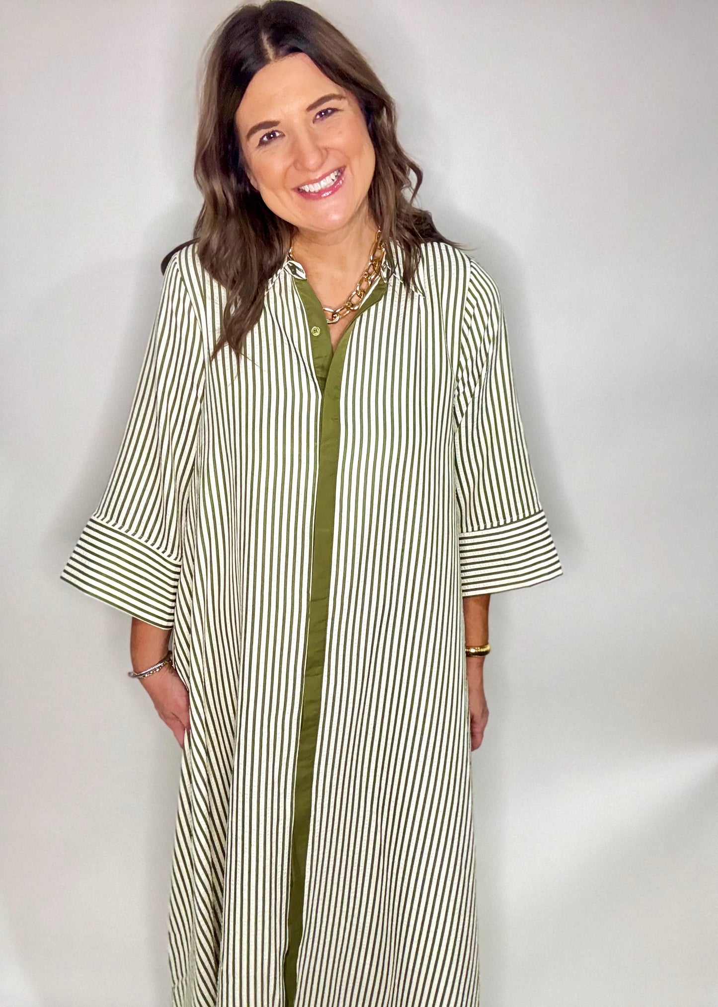 The Green Stripe Maxi Dress
