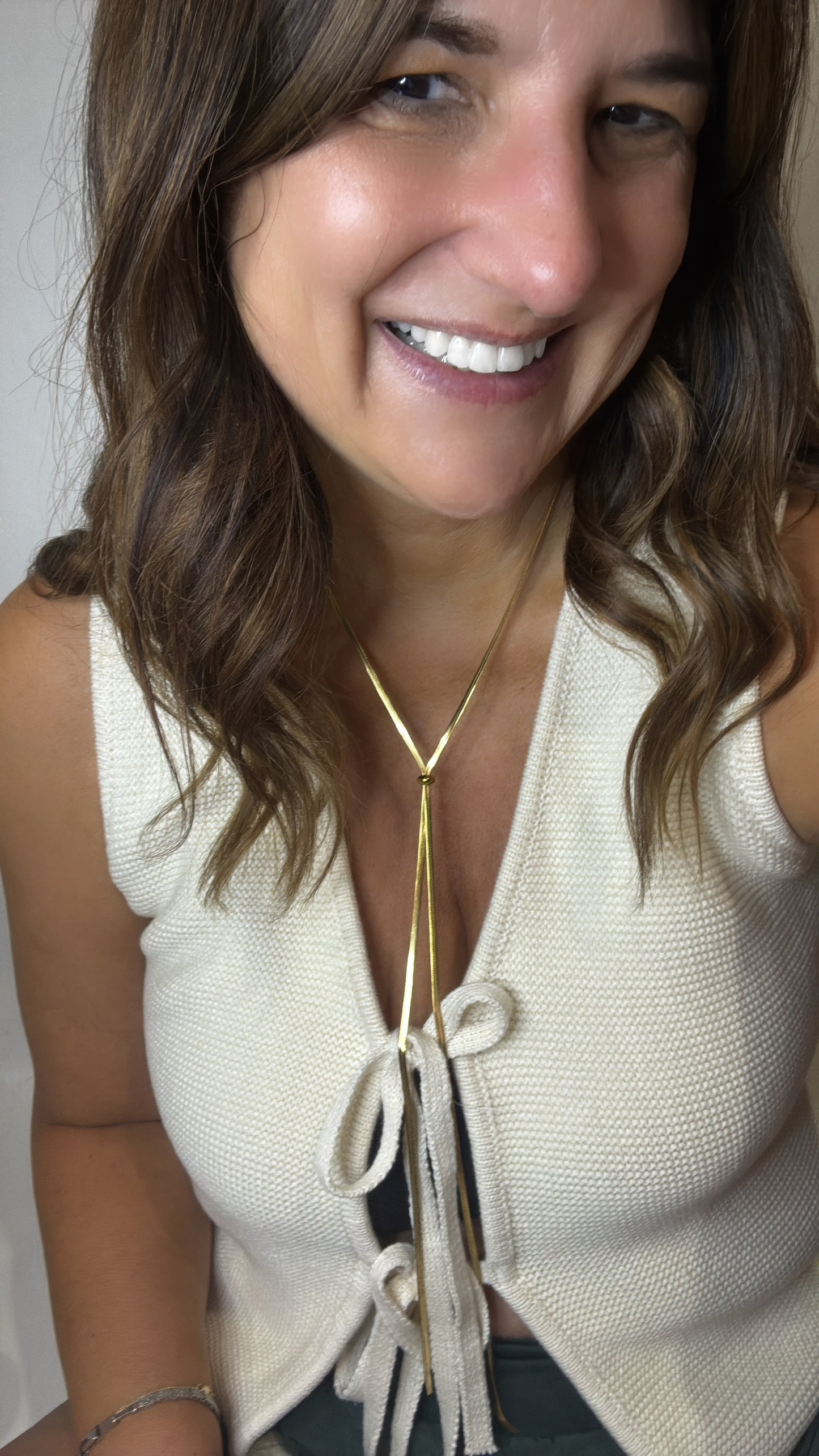 Herringbone Gold Plated Stainless Steal Adjustable Chain Necklace - Triple Charm Boutique