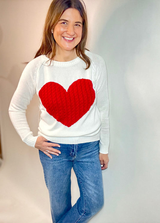 Cute Cream Heart Sweater