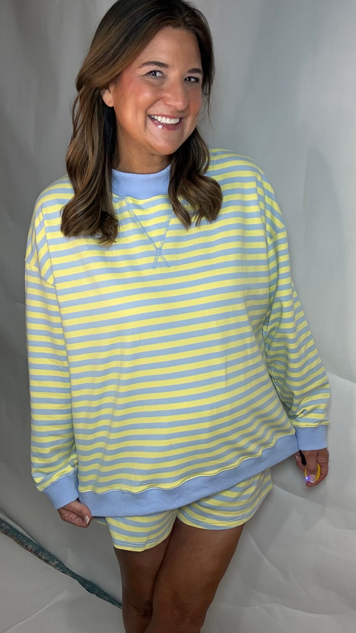 The Salty Blue Stripe Shorts Set