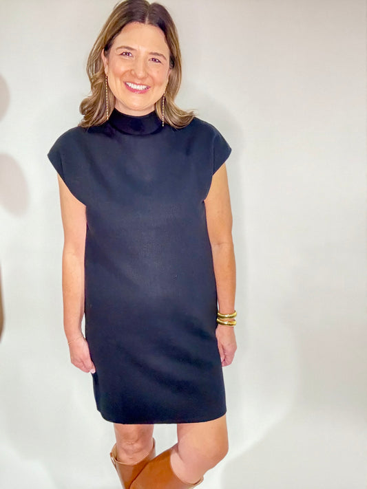 The Black Mock Neck Fitted Dress
