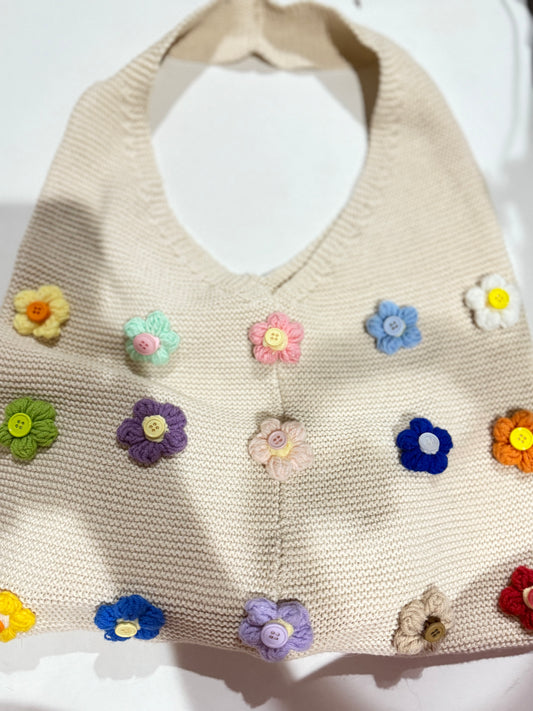 The Cream Flower Hobo Bag - Triple Charm Boutique