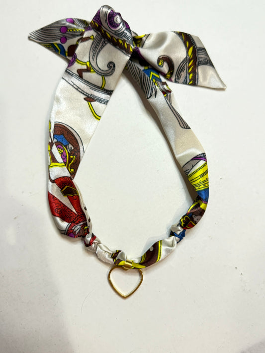 The Cream, Tan, Blue, & Yellow Scarf Necklace