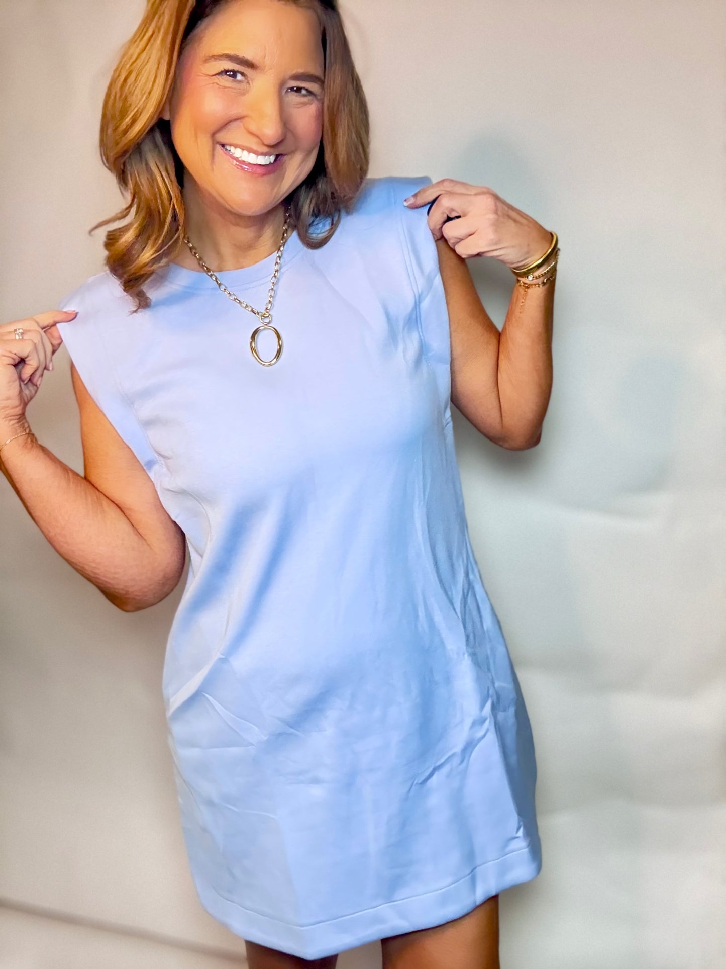 The Baby Blue Scuba Mini Dress